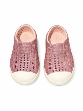 Worn 1X-  Native Shoes dark Pink Glitter Slip-On Water-Friendly Shoes size C4